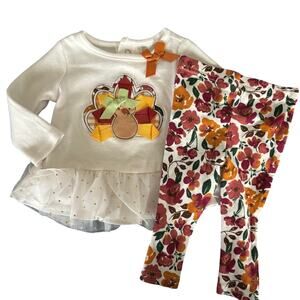 Baby Essential Girls 3 months Thanksgiving Outfit Shirt Pants Turkey Tutu
